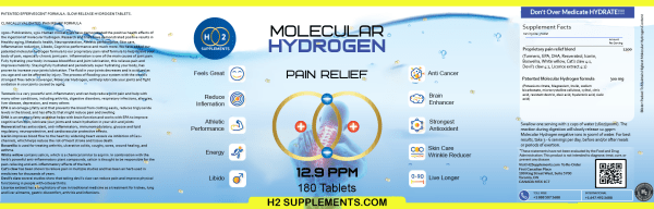 Molecular Hydrogen Pain Relief Label