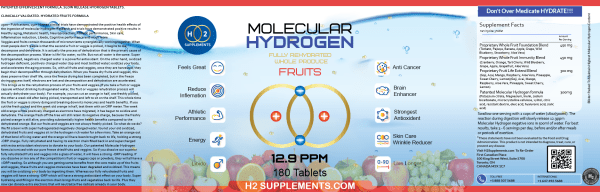 Molecular Hydrogen Fully Rehydrated Whole Produce Fruits Label