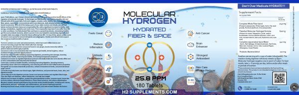 Molecular Hydrogen Hydrated Fiber & Spice Label